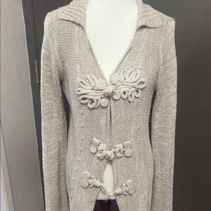 Coldwater Creek Cream Cardigan with Decorative Details